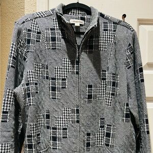 Coldwater Creek Black & White Patchwork-Print Zip Jacket